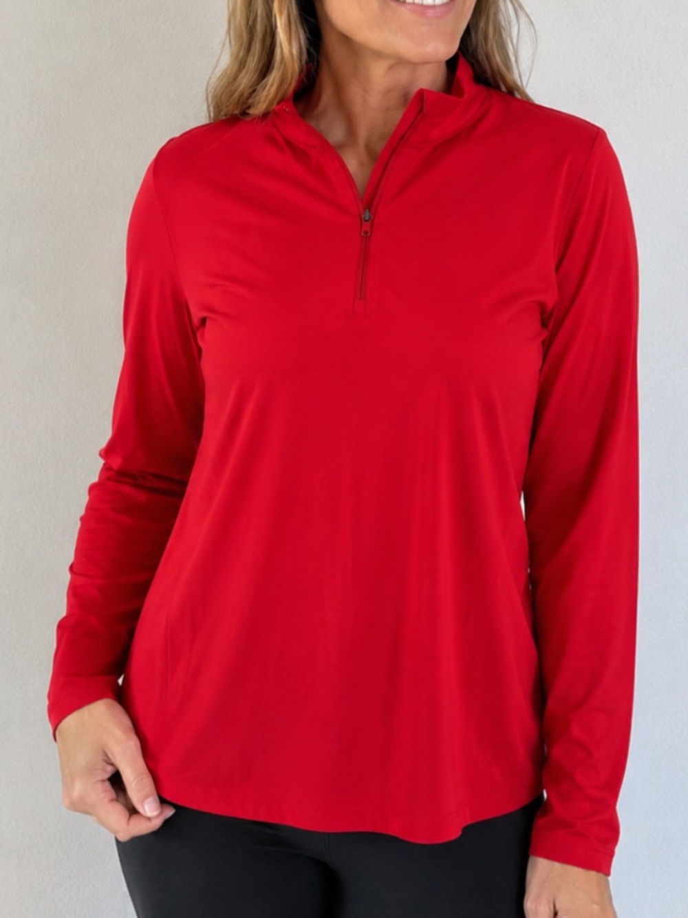 IBkUL UPF 50+ Women's Long-Sleeve Quarter-Zip Top in Red size Large NWT